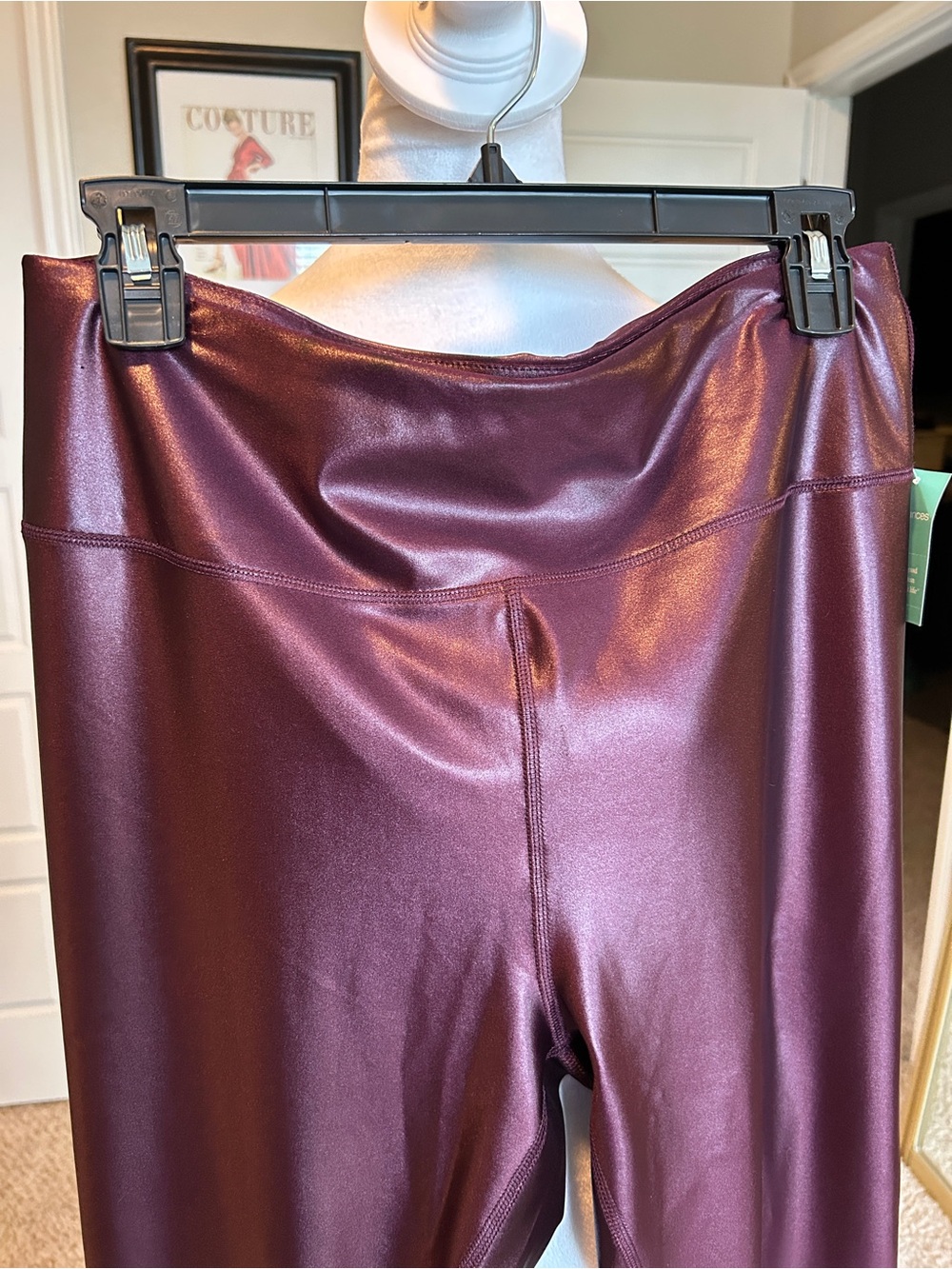 Maurices Faux Leather Shiny Burgundy Maroon Oxblood Leggings Size Large - Picture 2 of 7